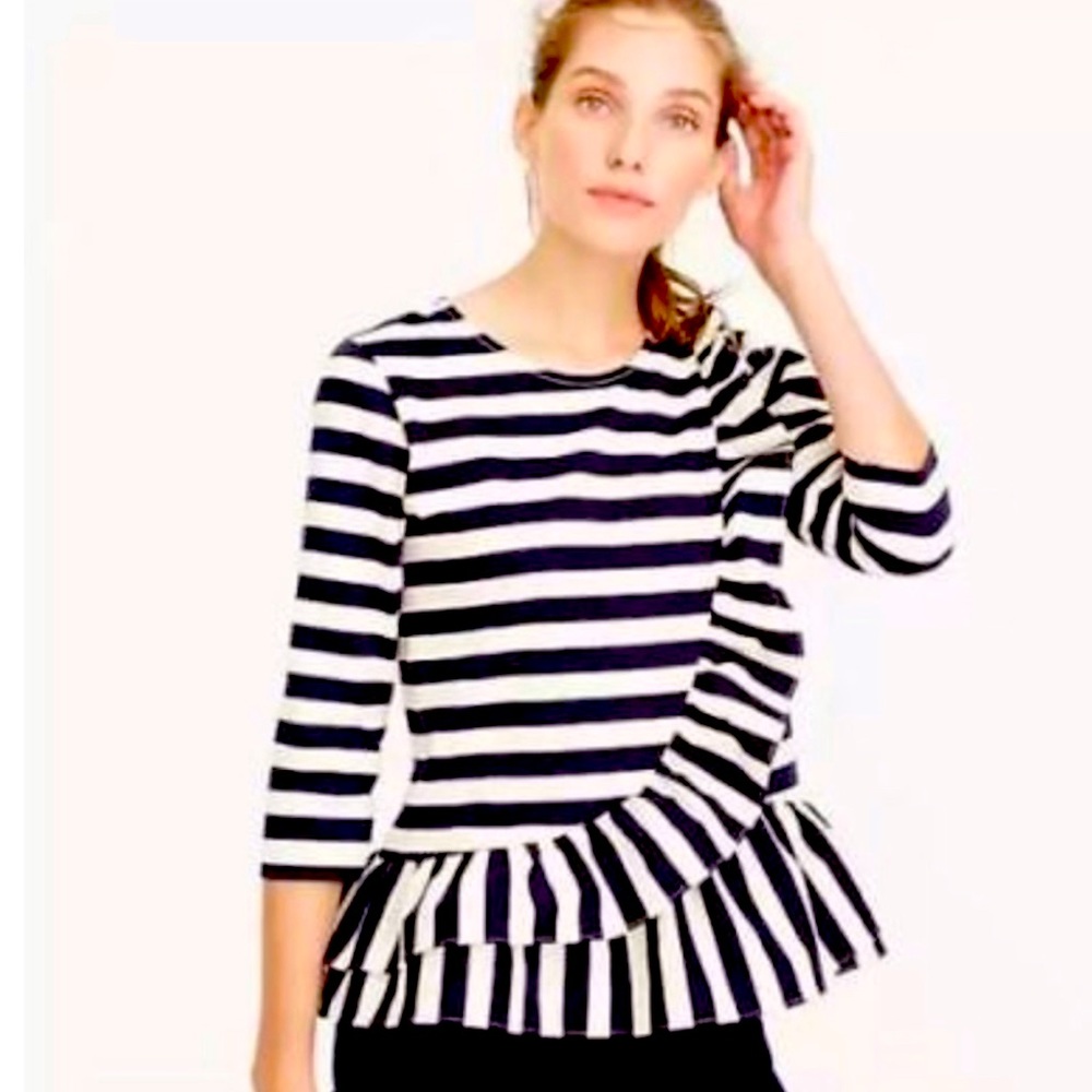 J.Crew ruffled hem shirt with zip closure